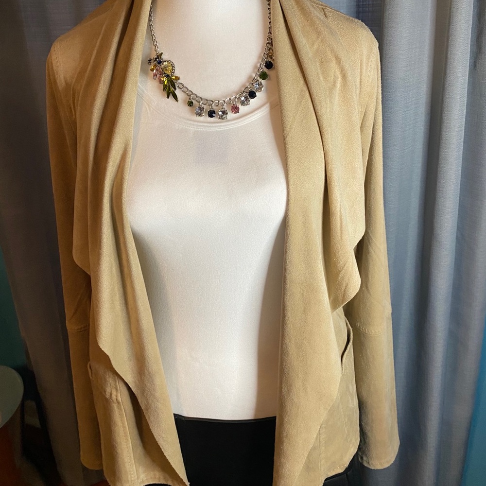 Suede like open cardigan
